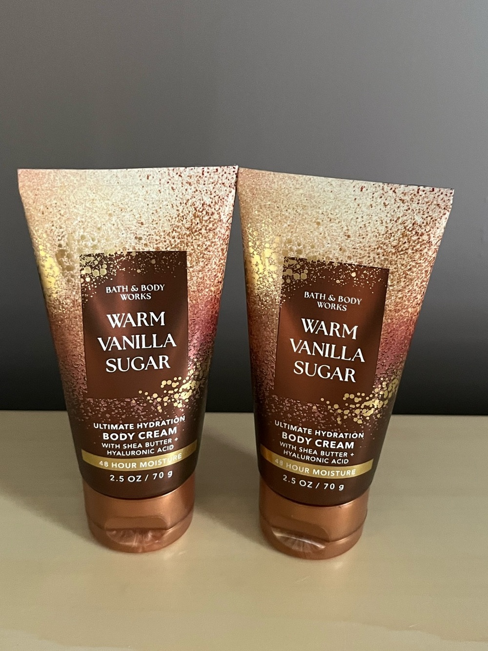 Two New Bath & Body Works Travel Size Warm Vanilla Sugar Body Creams